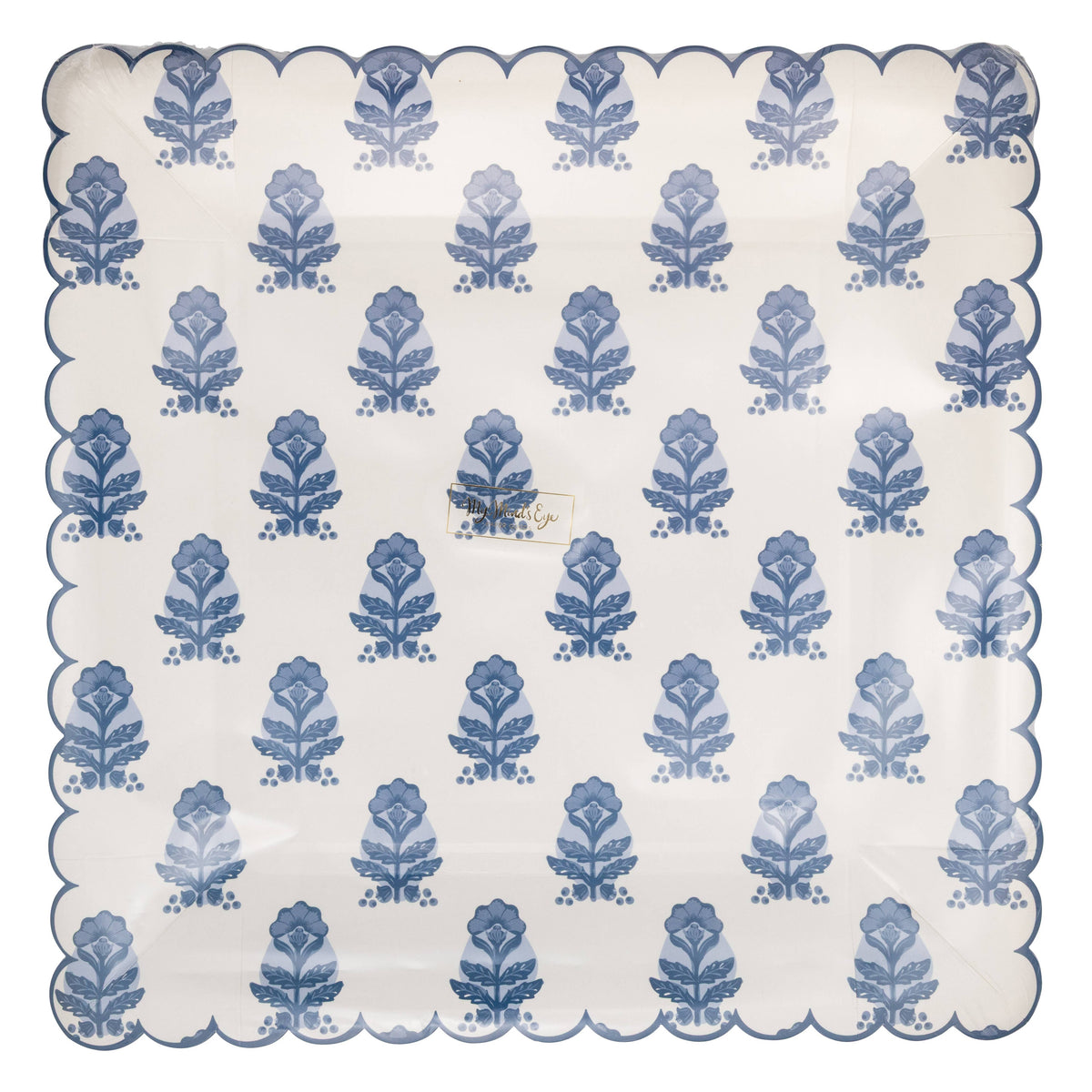 Blue Flower Block Print 10" Plates - The Preppy Bunny