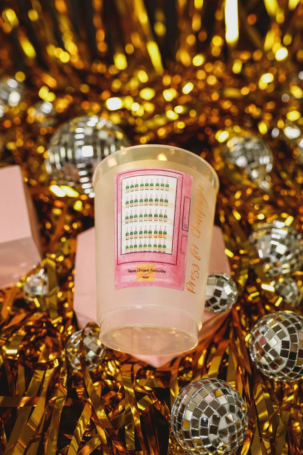 Press For Champagne Vending Machine Frosted Cups - The Preppy Bunny