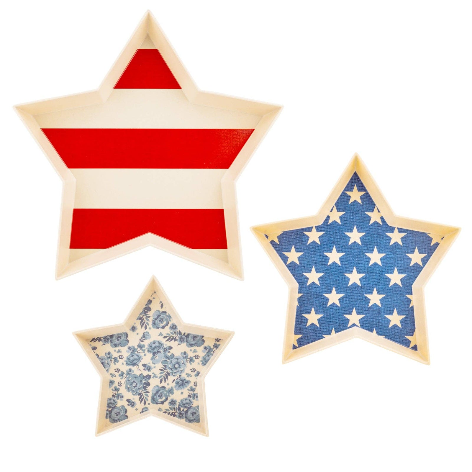 Hamptons Star Shaped Bamboo Reusable Tray Set - The Preppy Bunny
