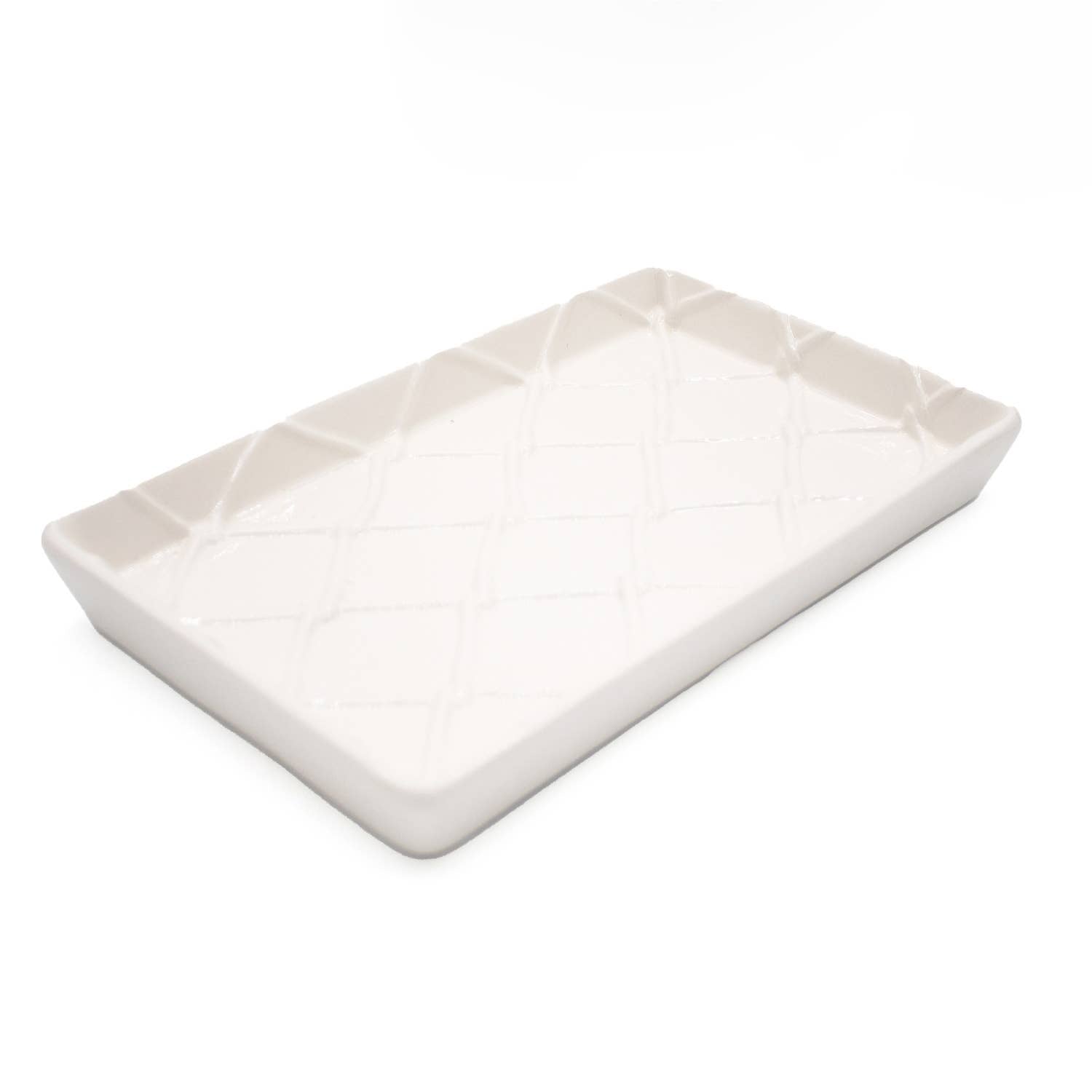 White Textured Guest Towel Tray - The Preppy Bunny