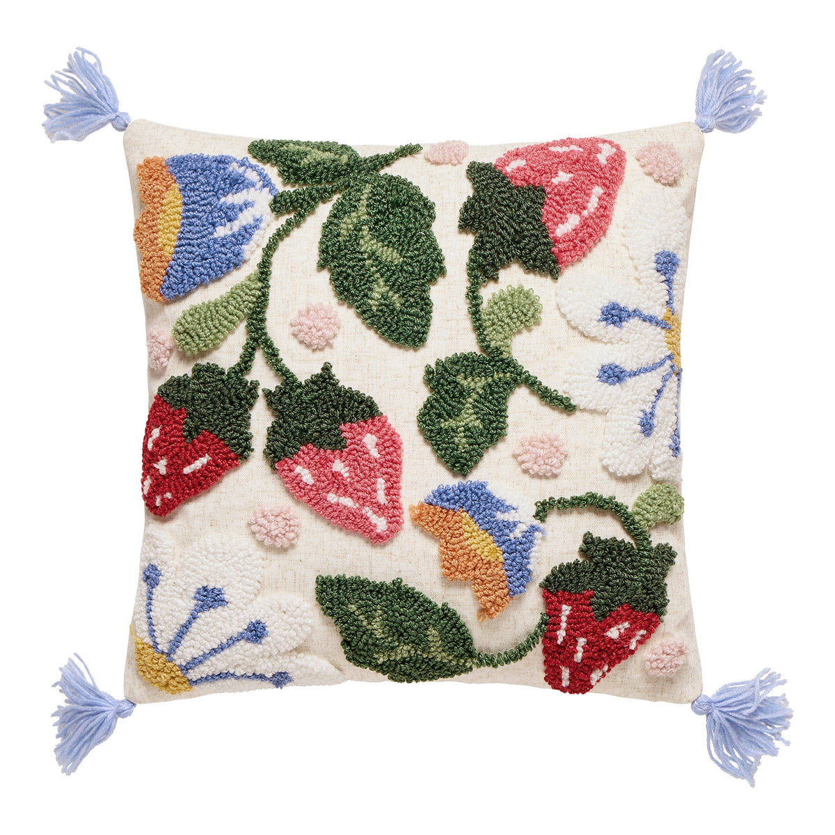 Strawberry Floral w/Tassels Tufted Hook Pillow - The Preppy Bunny