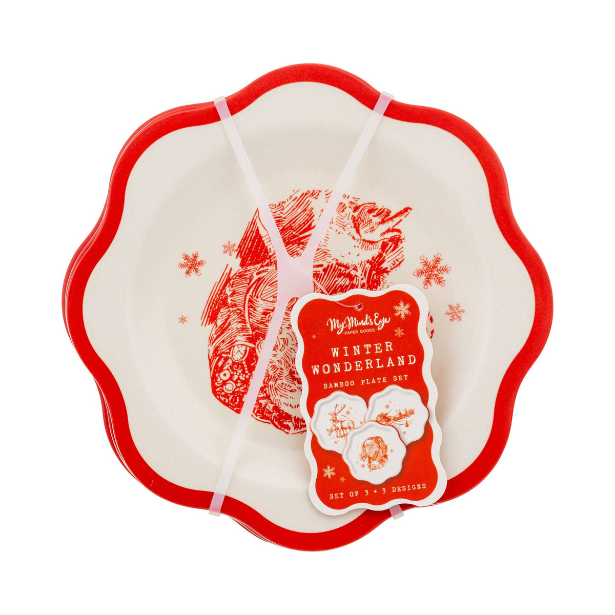 Red Vintage Art Bamboo Plates - Set of 3 - The Preppy Bunny