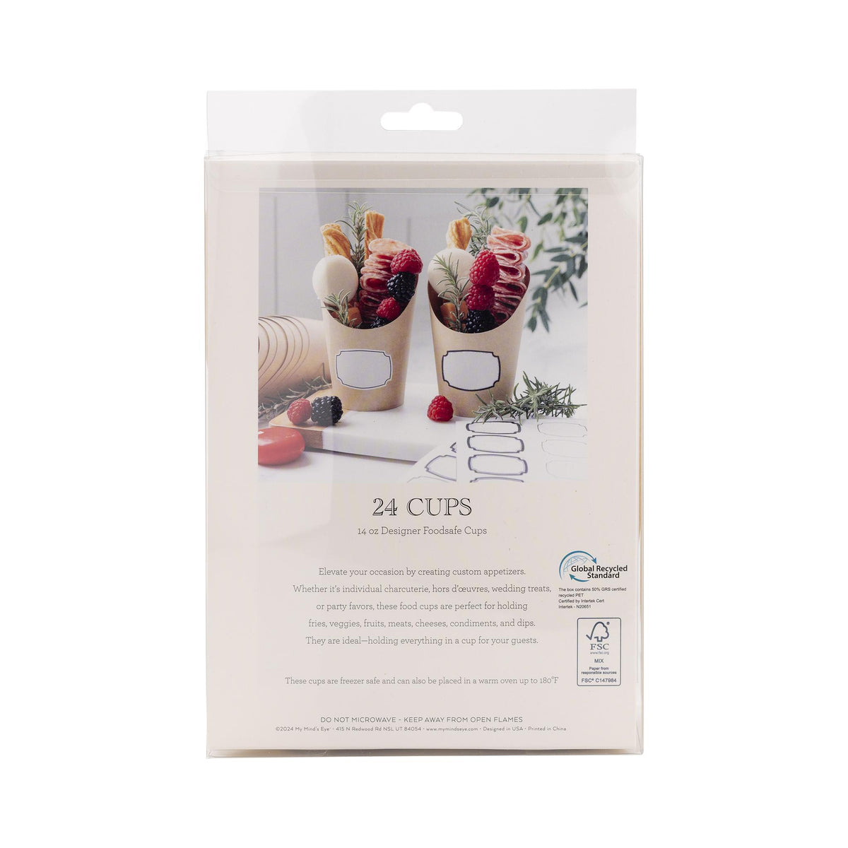 Kraft Charcuterie Cups with sticker labels (24ct) - The Preppy Bunny