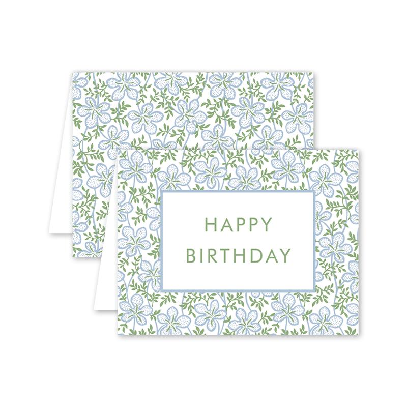 Blossom Blue Birthday Card - The Preppy Bunny