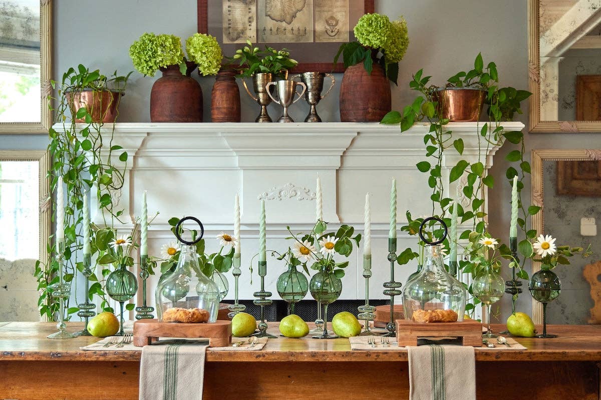 Spruce Green Wine Glass Shaped Flower Vase, Medium - The Preppy Bunny