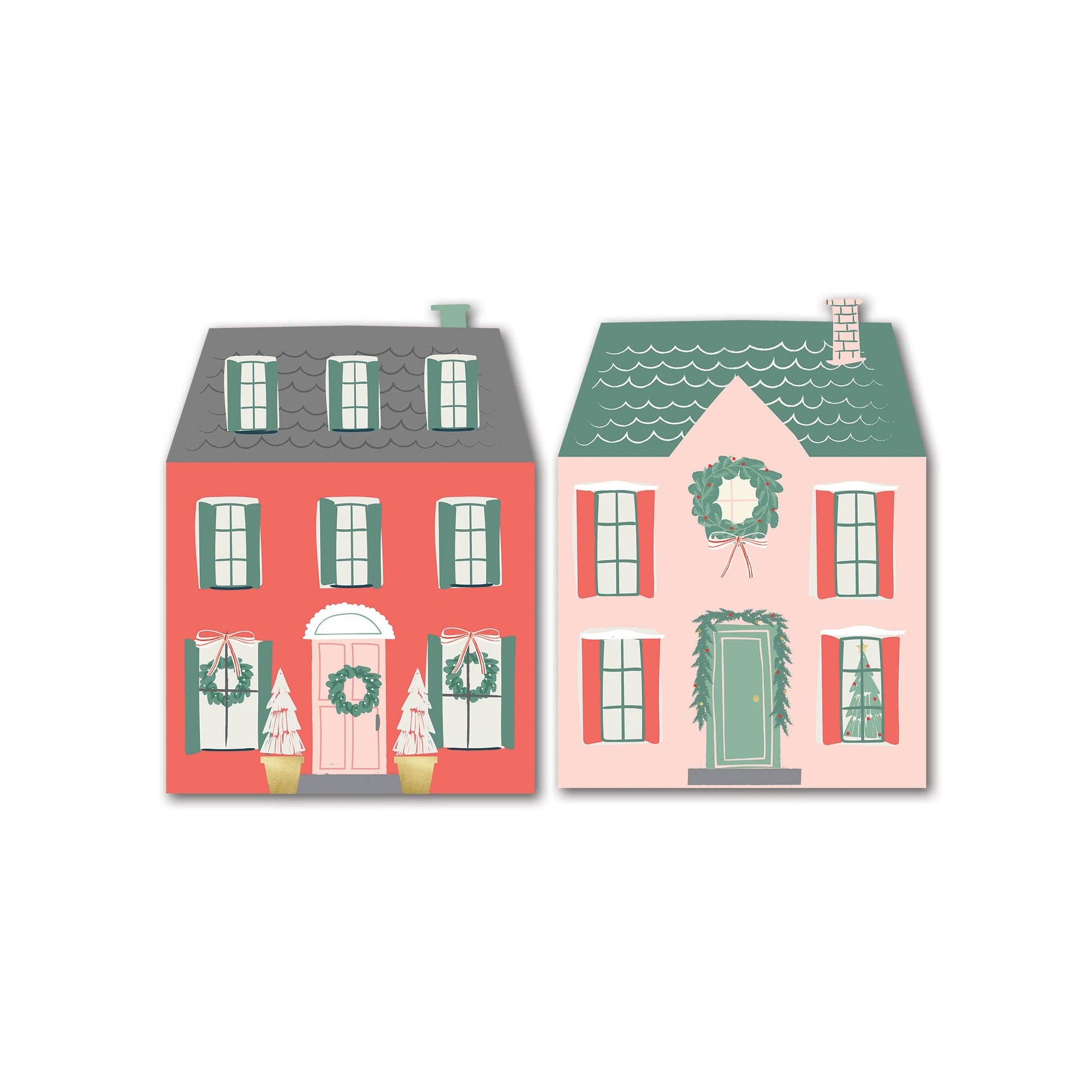 Village Christmas Houses Shaped Paper Dinner Napkin Set - The Preppy Bunny