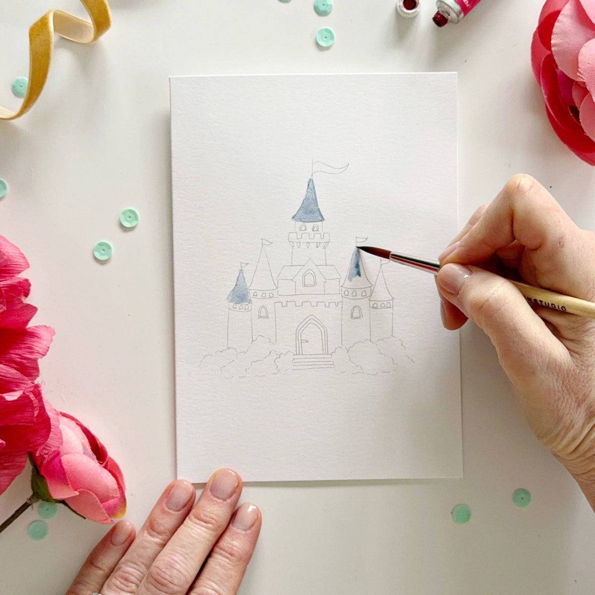 Fairytale paintable watercolor notecard set - The Preppy Bunny