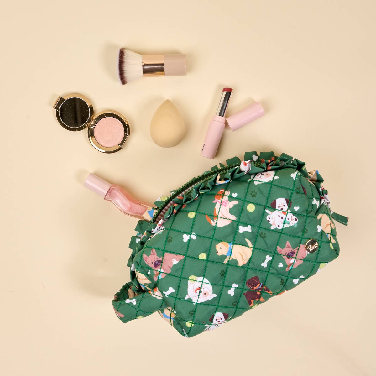 Essentials Quilted Cosmetic Pouch in Dog Days