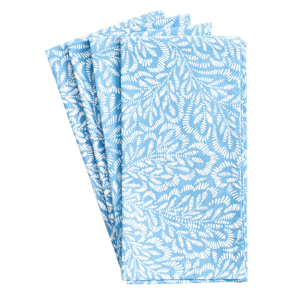 Block Print Leaves Dinner Napkins in Blue & White - Set of 4 - The Preppy Bunny