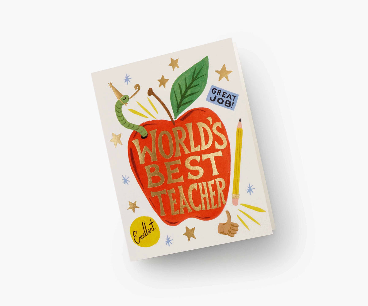 World&#39;s Best Teacher Greeting Card - The Preppy Bunny
