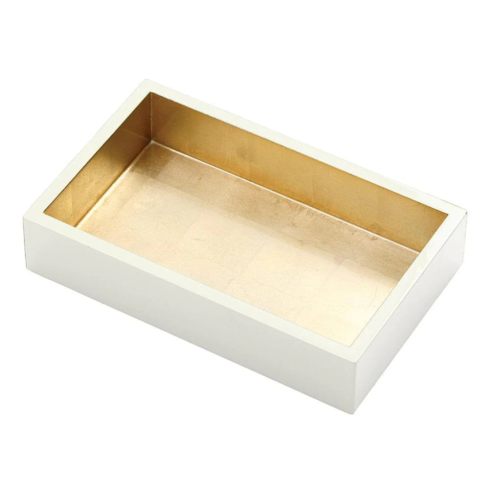 Lacquer Guest Towel Napkin Holder in Ivory & Gold - The Preppy Bunny