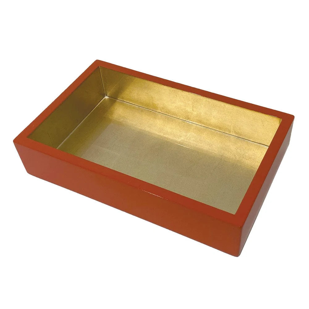 Lacquer Guest Towel Napkin Holder in Coral &amp; Gold