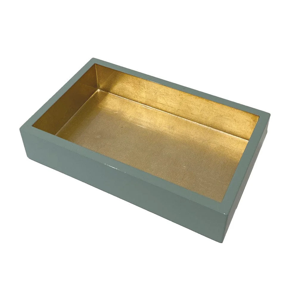 Lacquer Guest Towel Napkin Holder in Celadon &amp; Gold