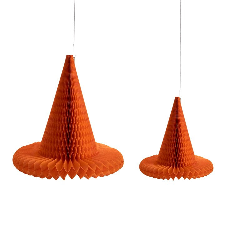 Small and Medium Honeycomb Witch Hat Set of 2 in Orange - The Preppy Bunny