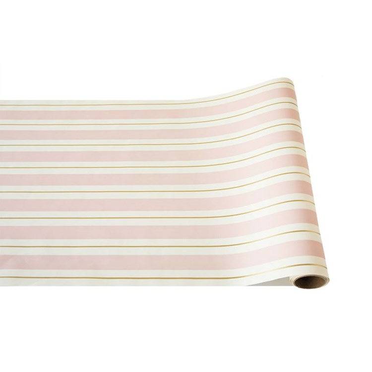 Pink & Gold Awning Stripe Paper Table Runner - The Preppy Bunny