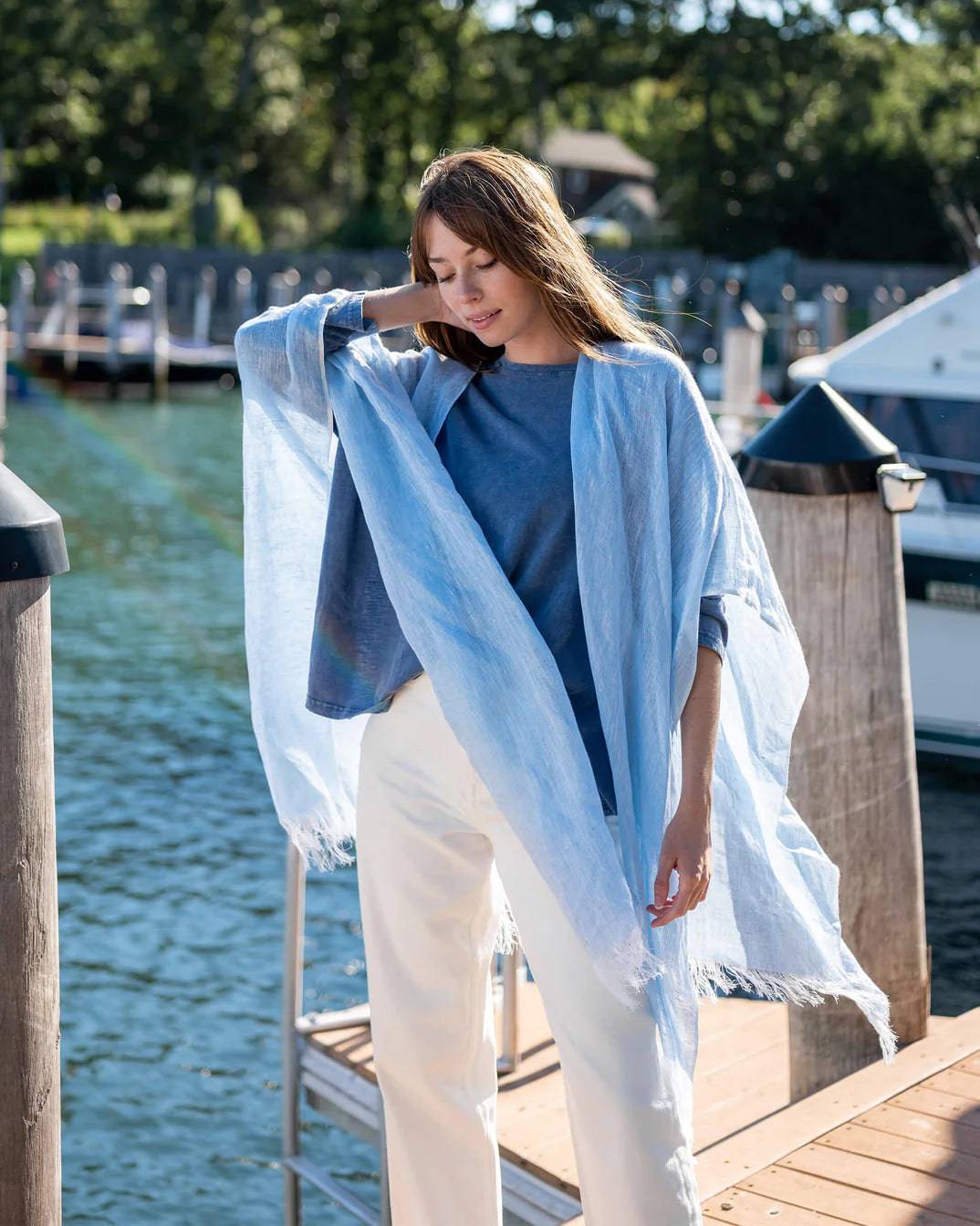 Linen Wrap in Airy Blue - The Preppy Bunny