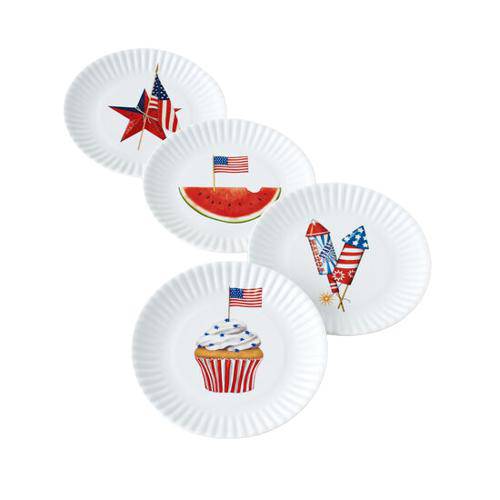 American Holiday "Paper" Plates - Set of 4 - The Preppy Bunny