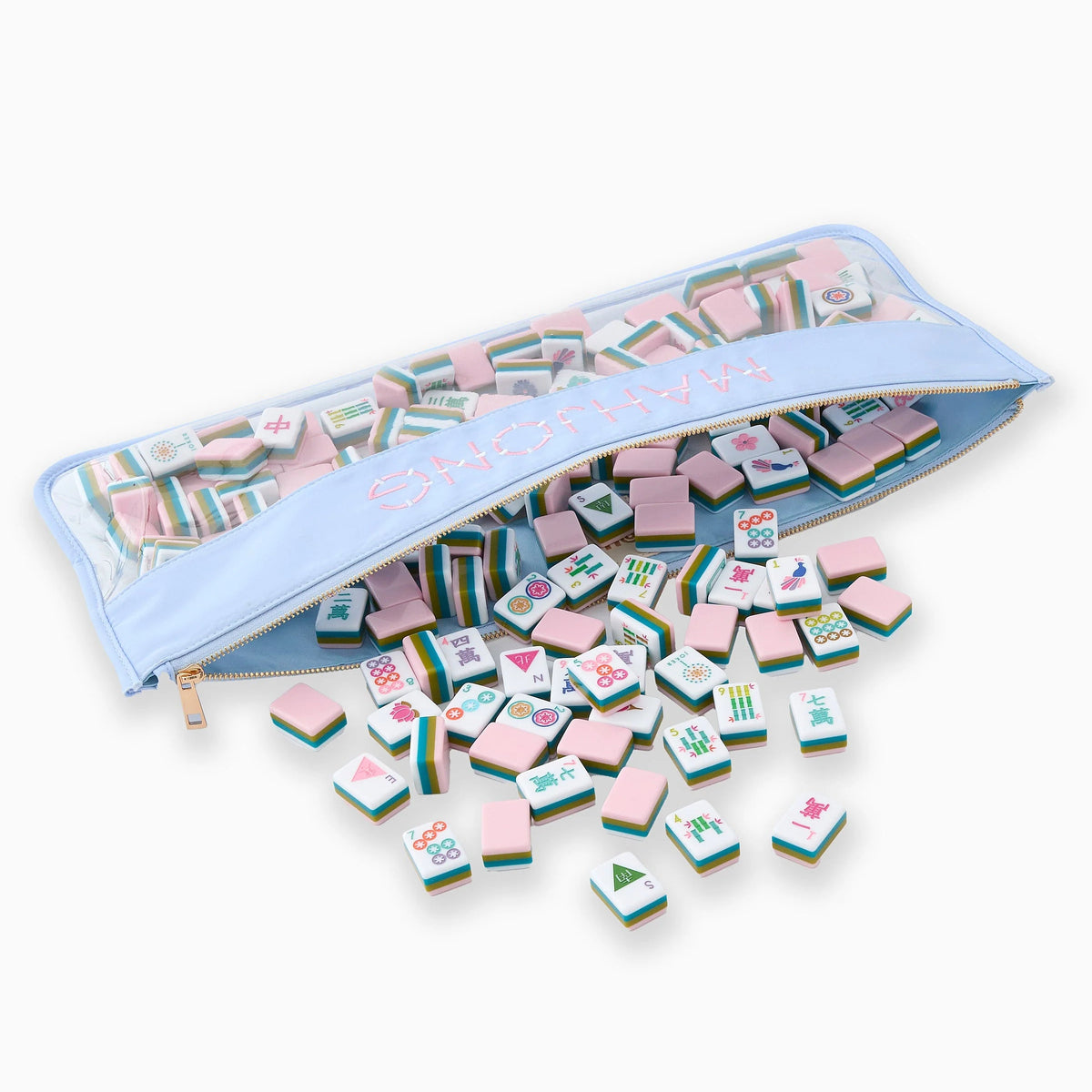 Light Blue Bamboo Mahjong Tile Bag