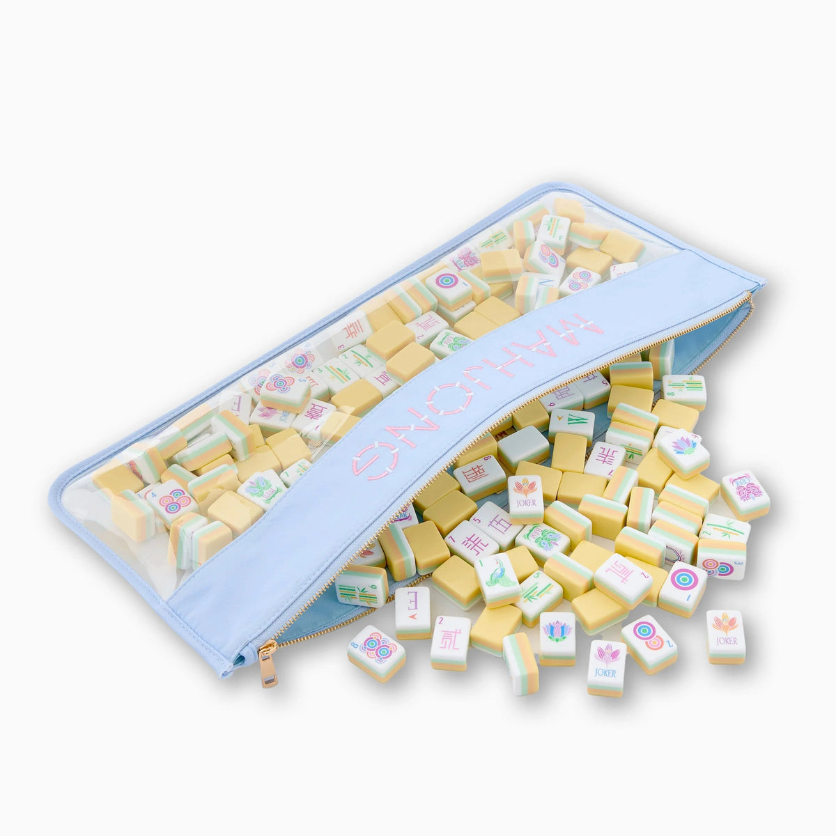 Light Blue Bamboo Mahjong Tile Bag