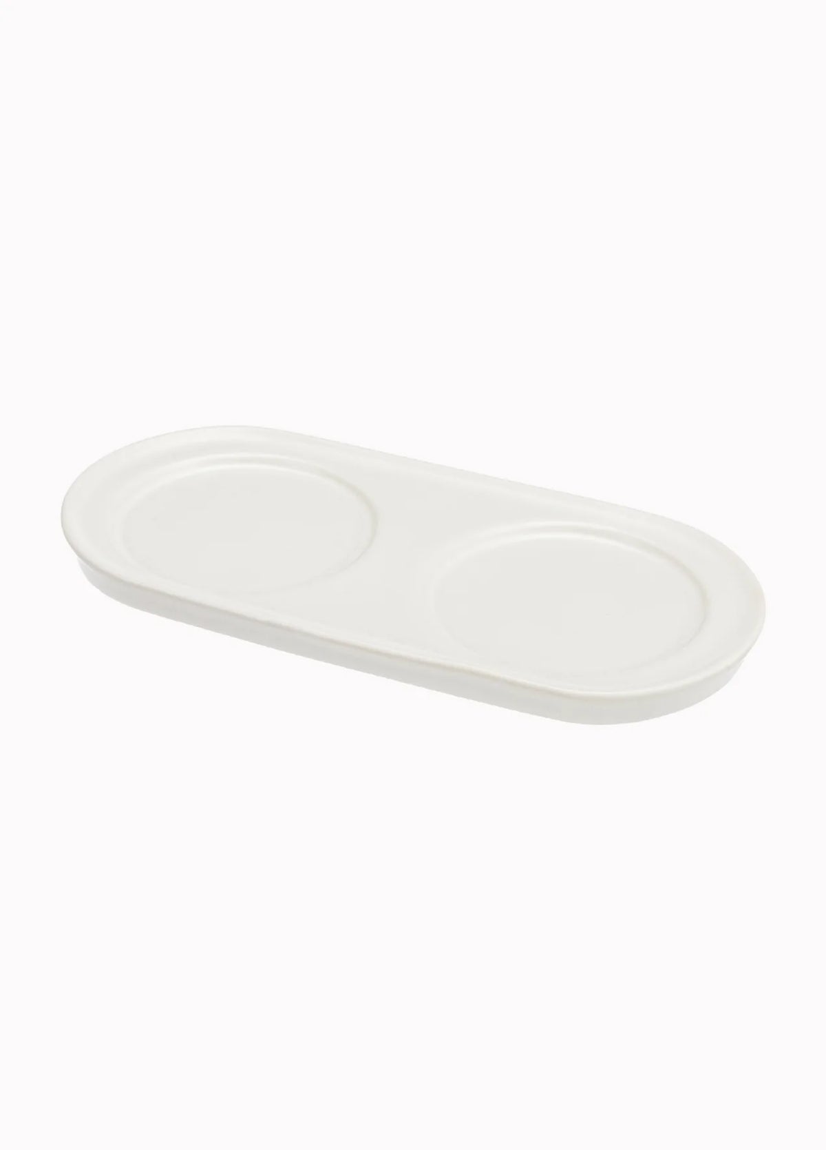 White oval tray on a white background