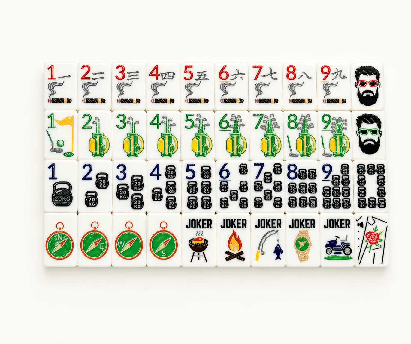 The Manly Line Mahjong Tile Set - The Preppy Bunny