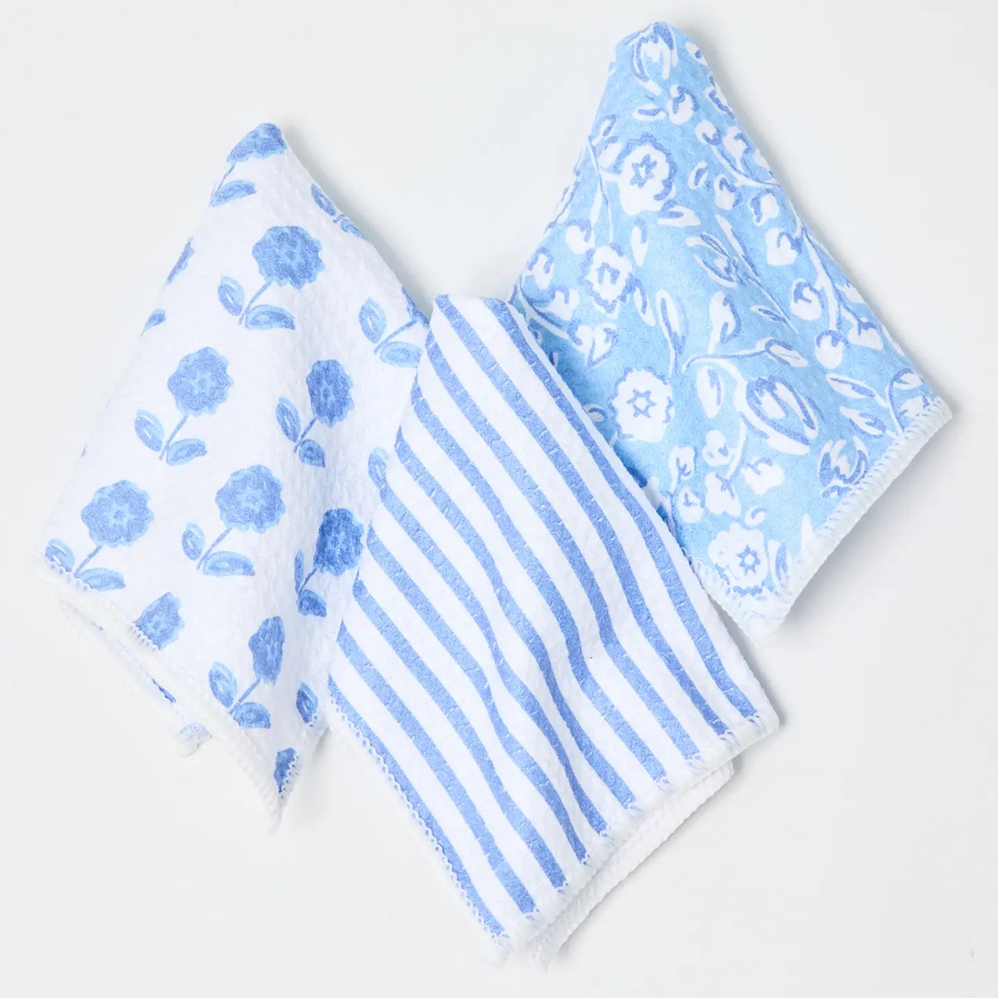 Quick Dry Dish Towel Set in Meadow Line Blue - The Preppy Bunny