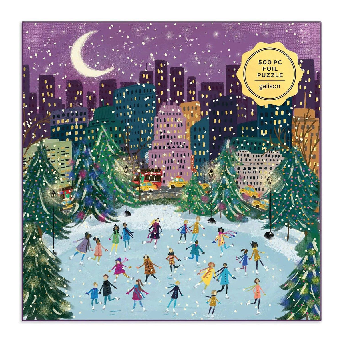 Merry Moonlight Skaters 500 Piece Jigsaw Puzzle - The Preppy Bunny