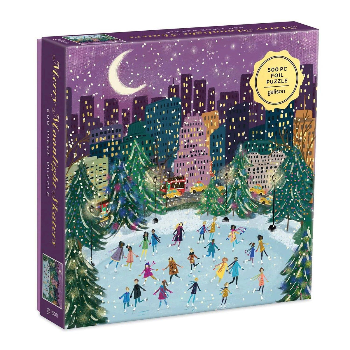 Merry Moonlight Skaters 500 Piece Jigsaw Puzzle - The Preppy Bunny