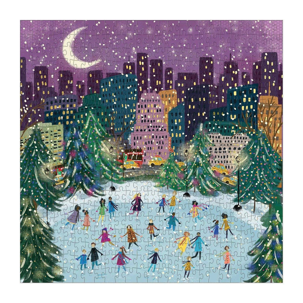 Merry Moonlight Skaters 500 Piece Jigsaw Puzzle - The Preppy Bunny