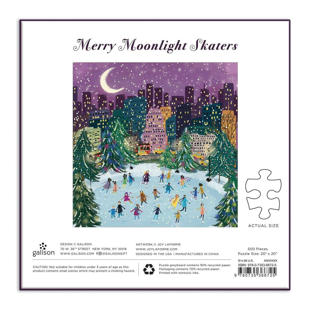 Merry Moonlight Skaters 500 Piece Jigsaw Puzzle - The Preppy Bunny