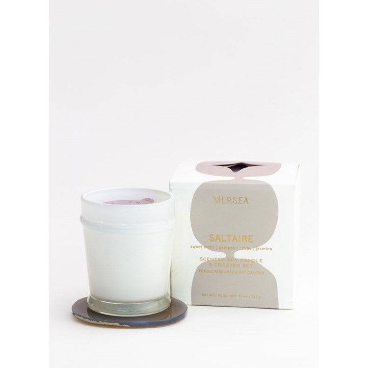 Saltaire Candle with Coaster - The Preppy Bunny