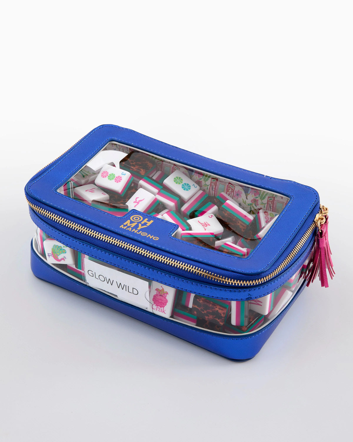 Metallic Blue Mahjong Tile Storage Bag - The Preppy Bunny