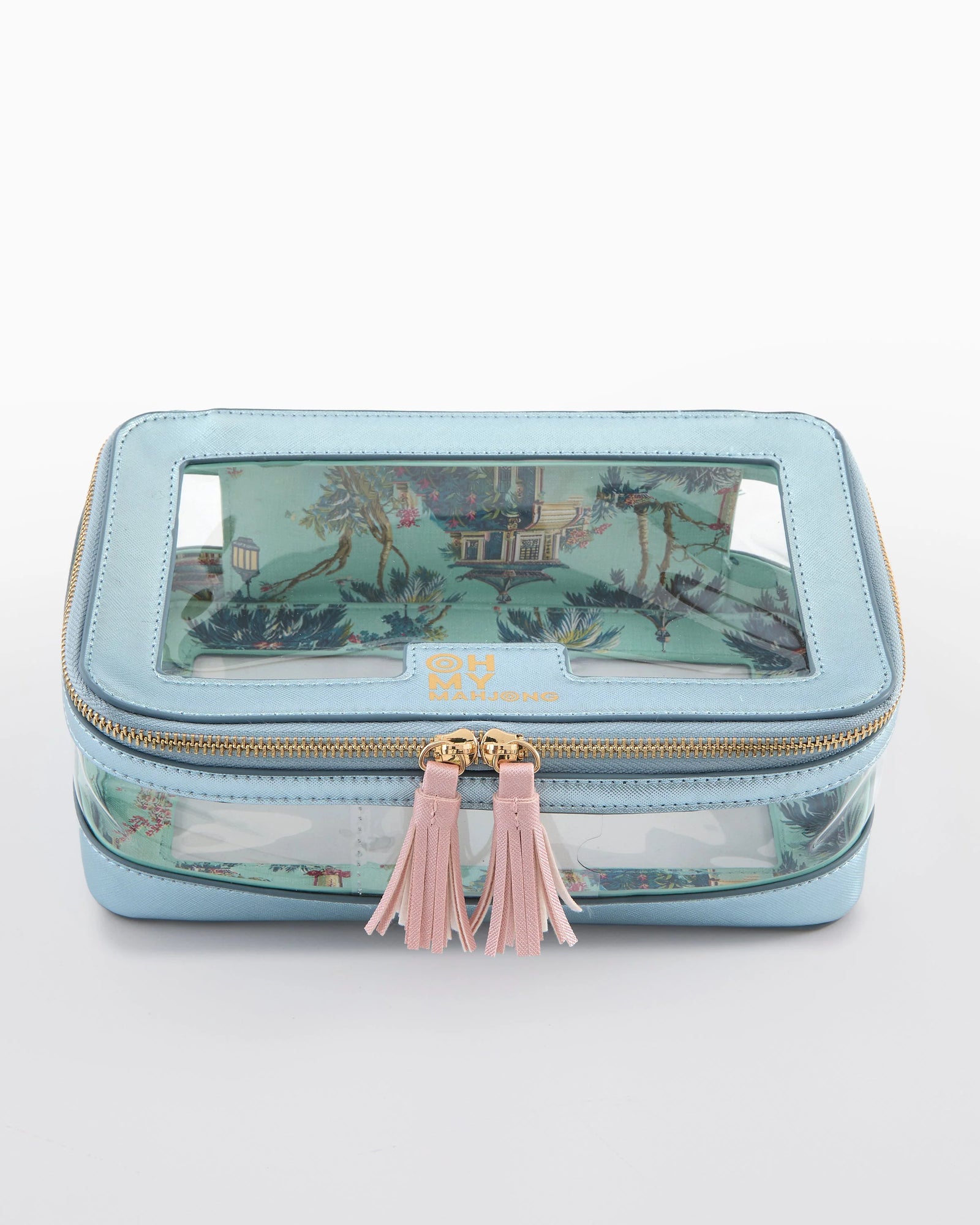 Metallic Light Blue Mahjong Tile Storage Bag - The Preppy Bunny