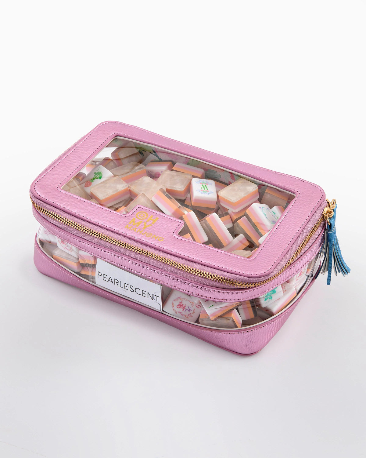 Metallic Light Pink Mahjong Tile Storage Bag
