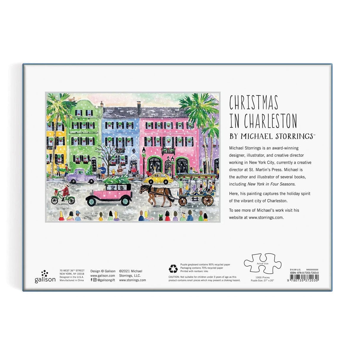 Michael Storrings Christmas in Charleston 1000 Piece Puzzle - The Preppy Bunny