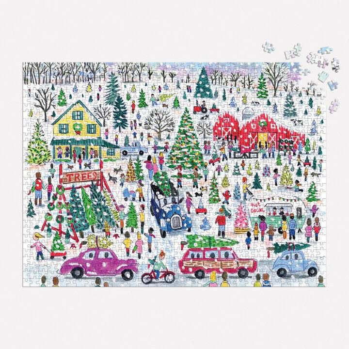 Michael Storrings Christmas Tree Farm 1000 Piece Foil Puzzle - The Preppy Bunny