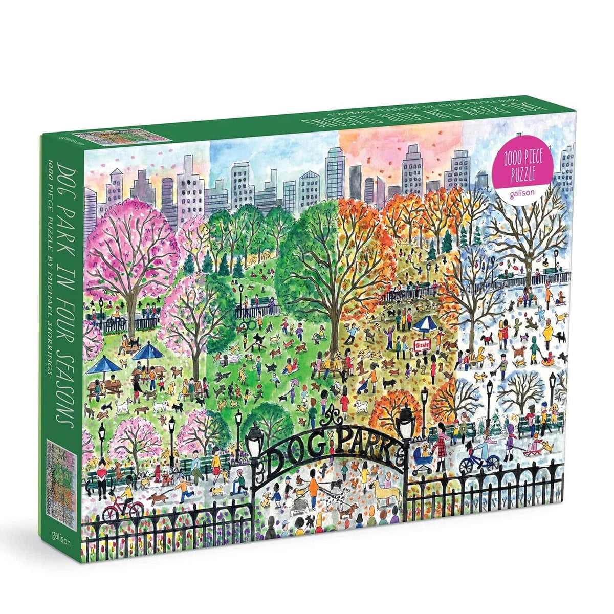 Michael Storrings Dog Park in Four Seasons 1000 Piece Puzzle - The Preppy Bunny
