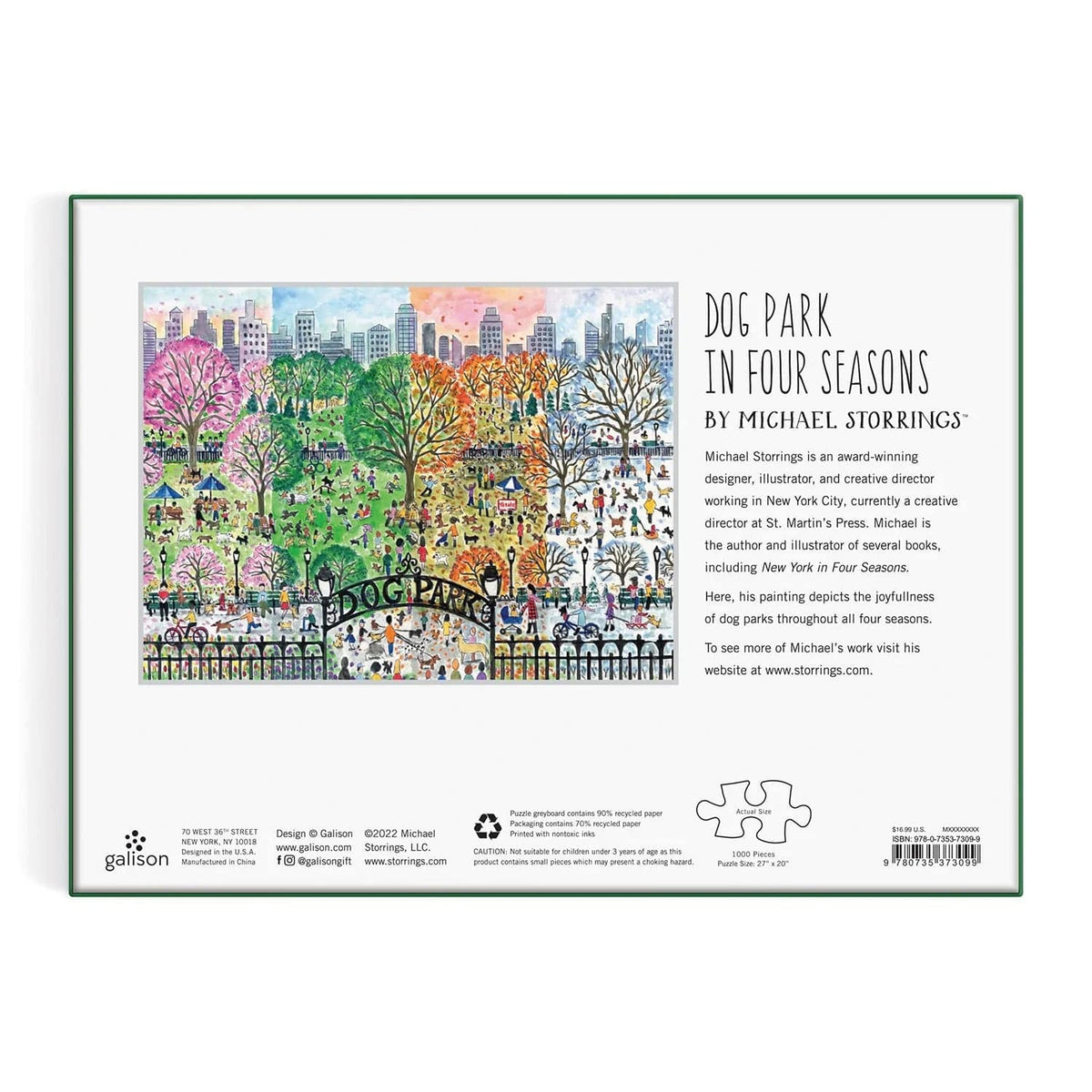 Michael Storrings Dog Park in Four Seasons 1000 Piece Puzzle - The Preppy Bunny