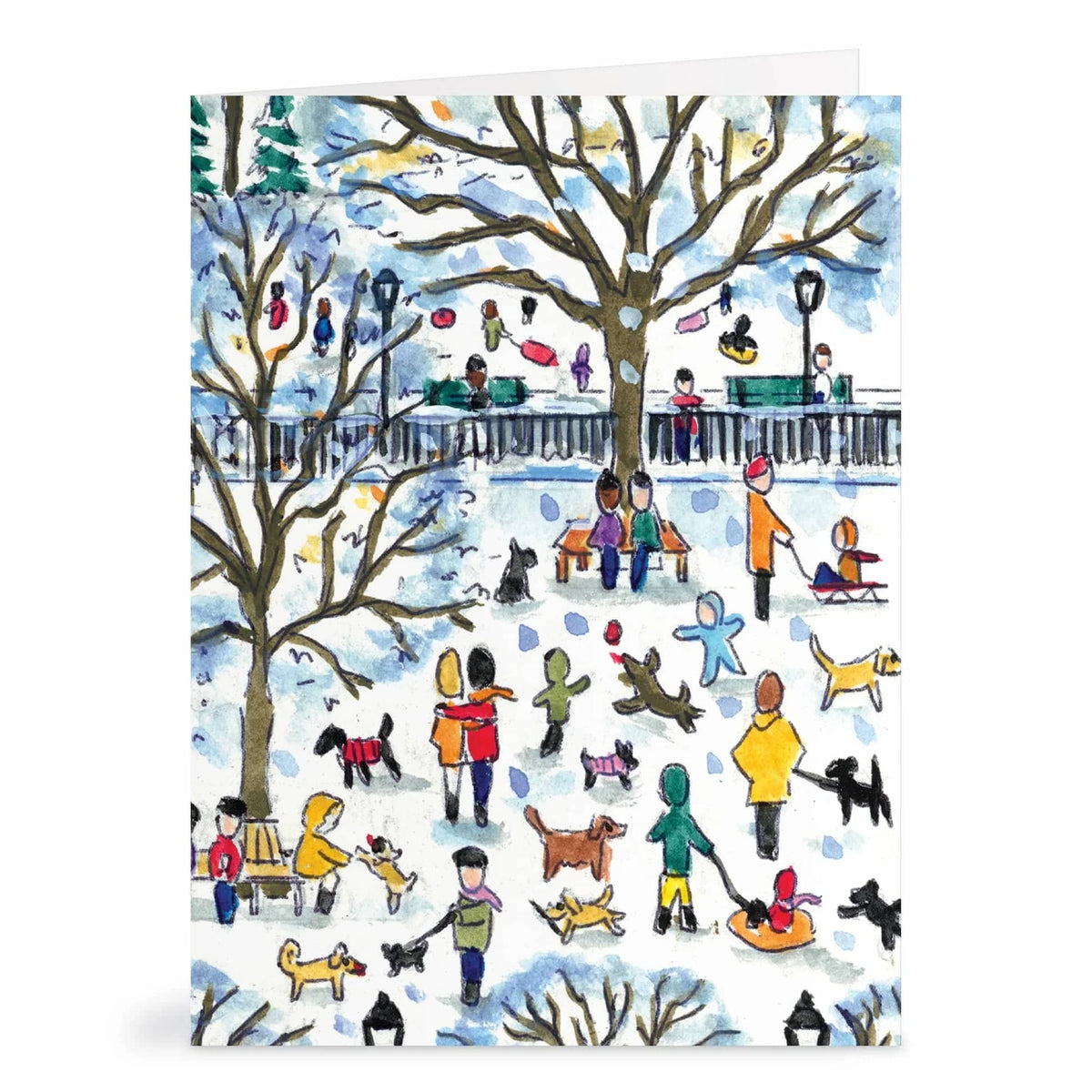 Michael Storrings Dog Park in Four Seasons Greeting Card Assortment - The Preppy Bunny