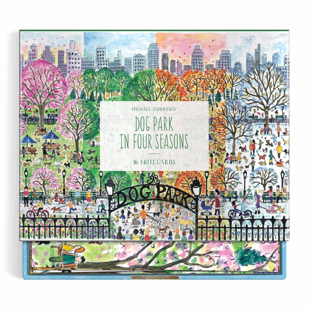 Michael Storrings Dog Park in Four Seasons Greeting Card Assortment - The Preppy Bunny