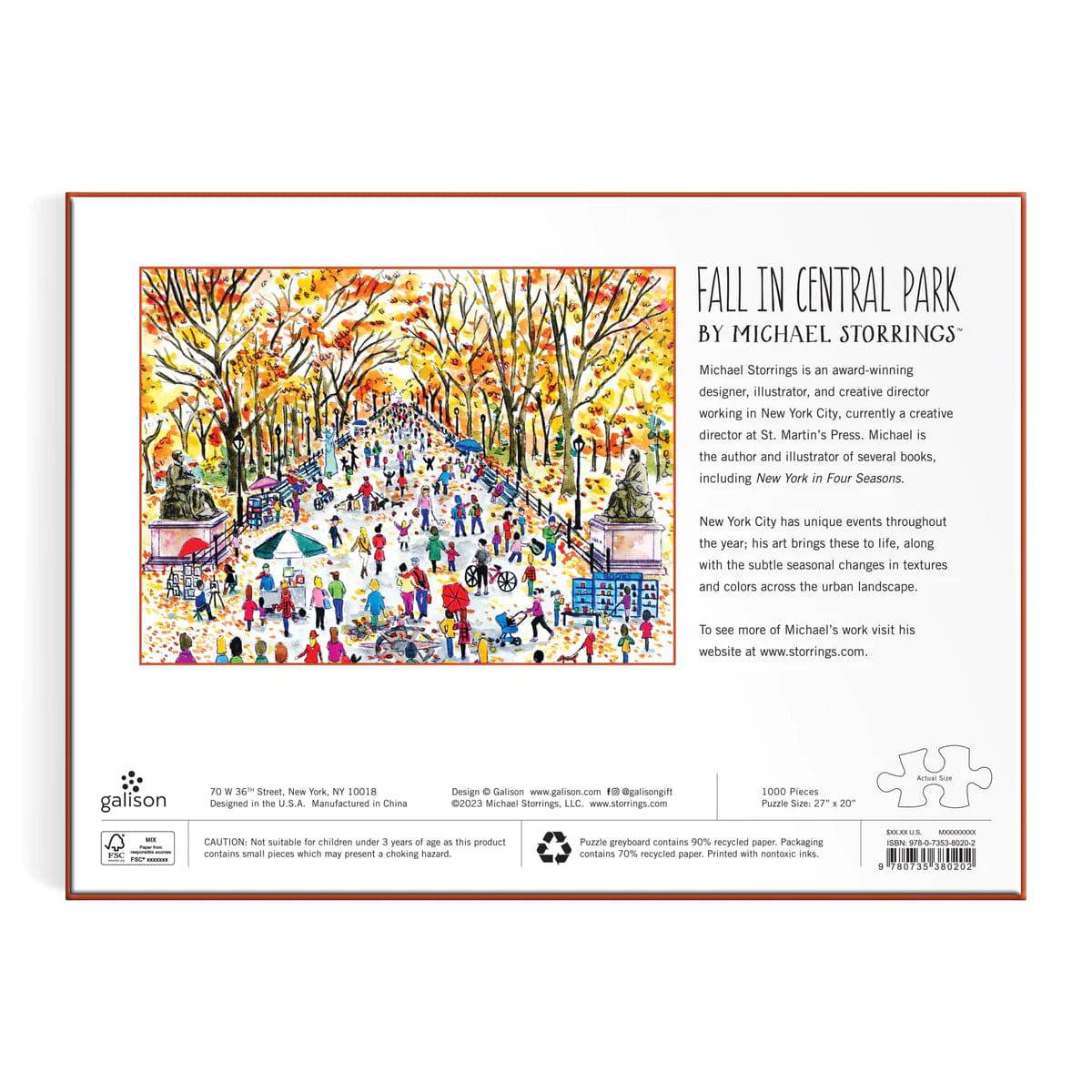 Michael Storrings Fall in Central Park 1000 pc Puzzle - The Preppy Bunny