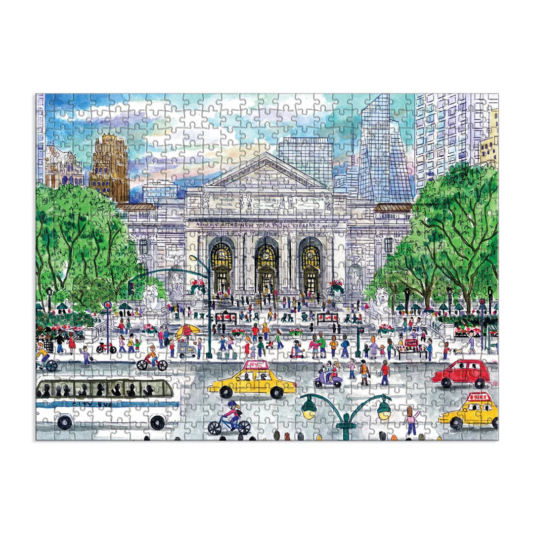 Michael Storrings Springtime at the Library 500 Piece Double-Sided Puzzle - The Preppy Bunny