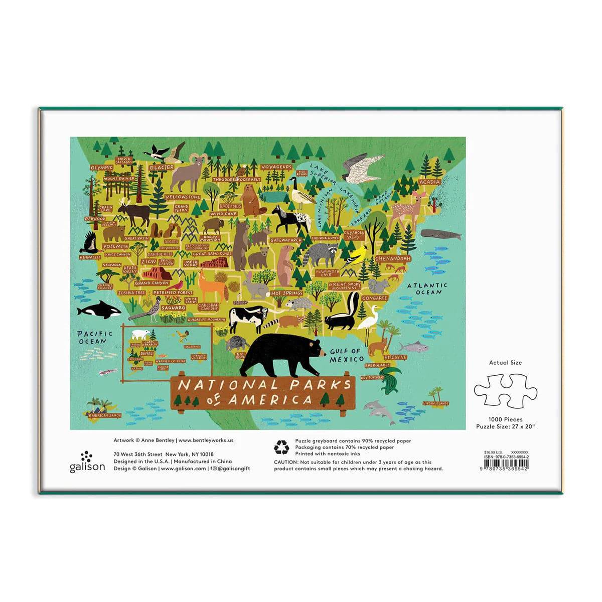 National Parks of America 1000 Piece Jigsaw Puzzle - The Preppy Bunny