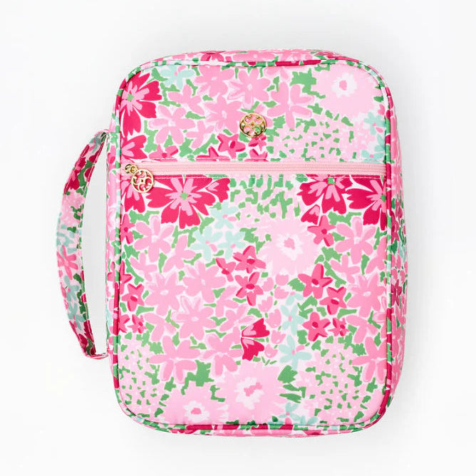 Floral-patterned bag on a white background