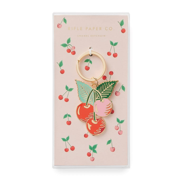 Cherries Enamel Keychain