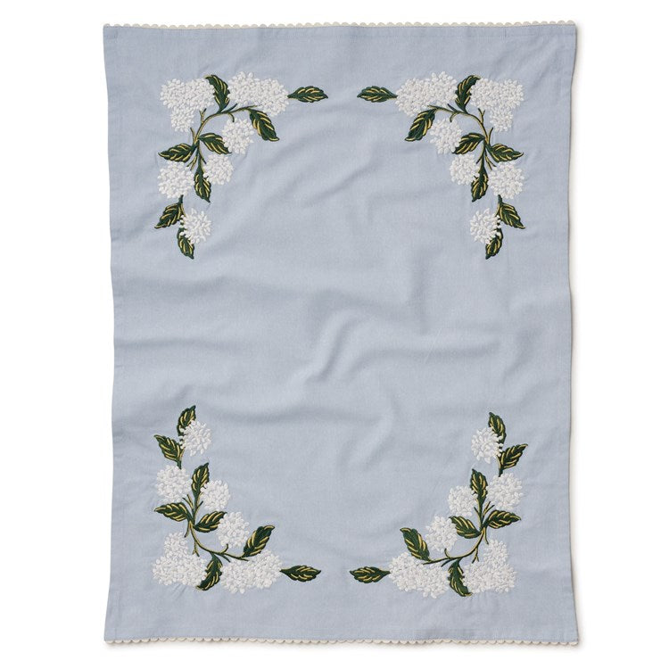 Hydrangea Embroidered Tea Towel