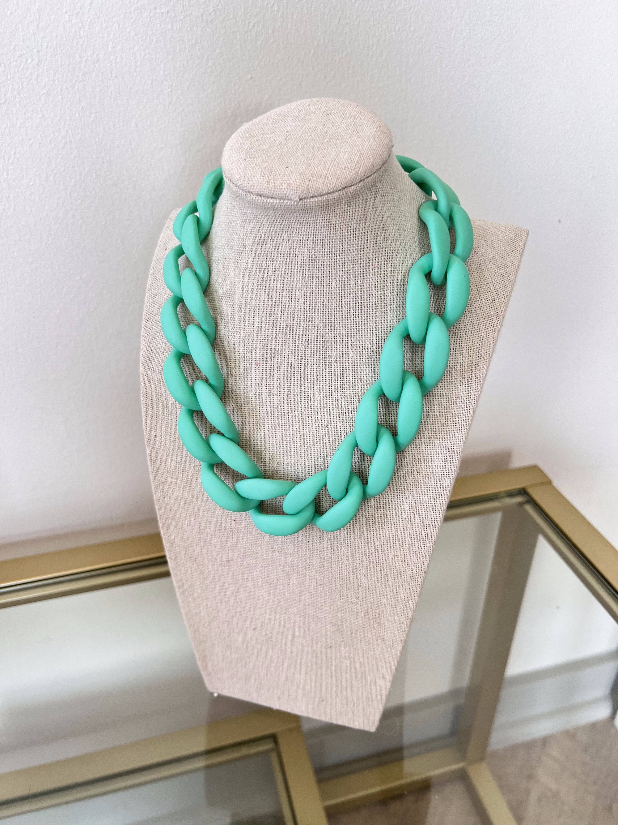 Acrylic Chain Necklace - Turquoise - The Preppy Bunny