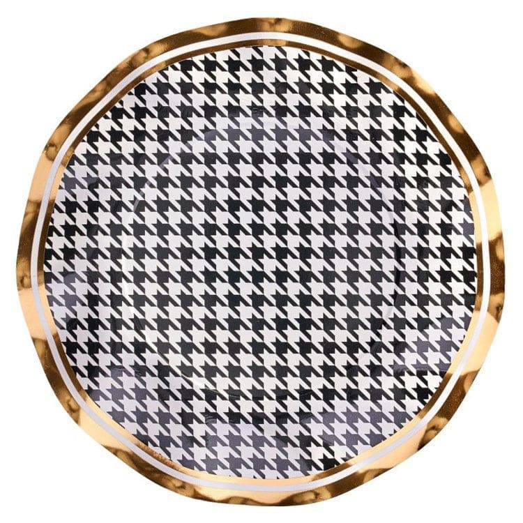 Paper Salad Plate in Black Houndstooth - The Preppy Bunny