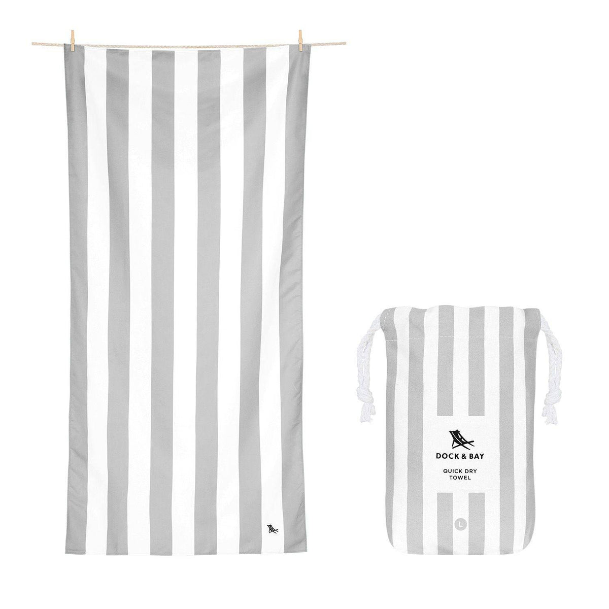 Cabana Stripe Grey Beach Towel - 2 sizes - The Preppy Bunny