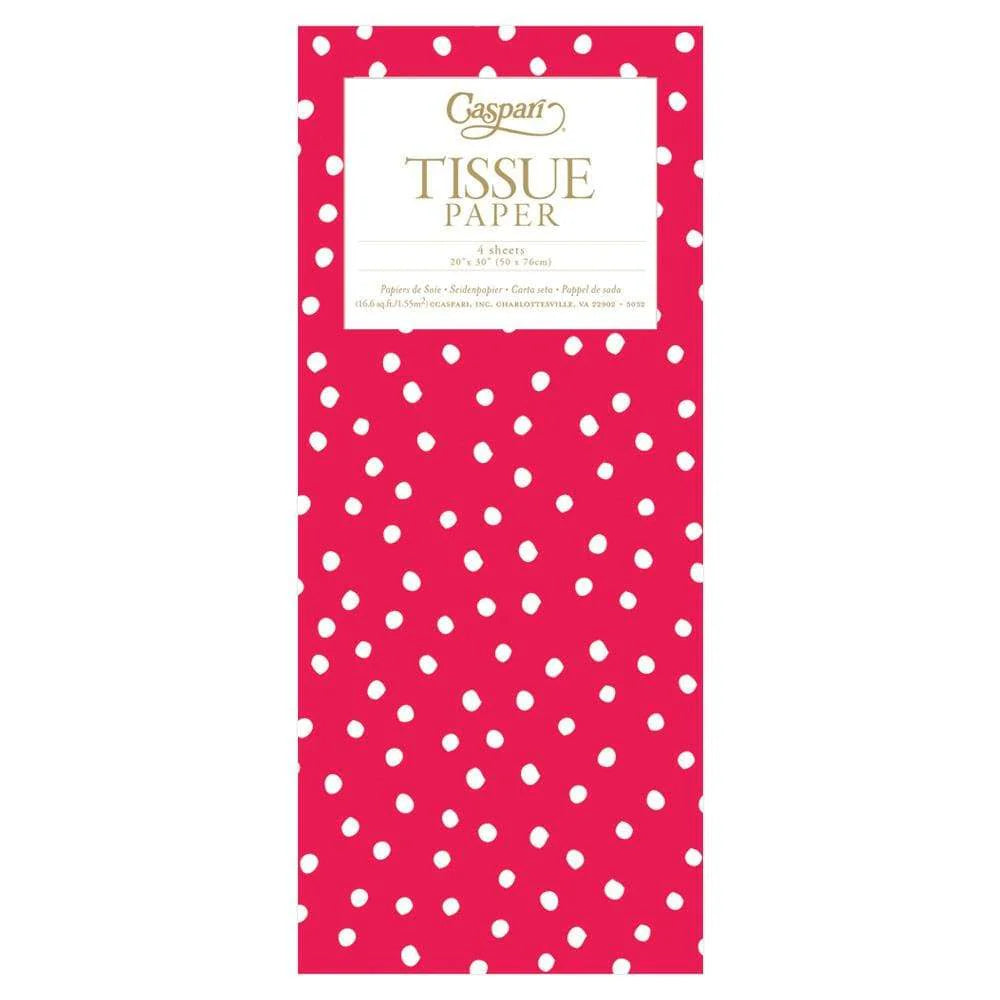 Painted Dots Tissue Paper in Red - 4 Sheets Included - The Preppy Bunny